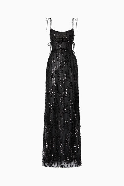 Beaded embroidery long dress