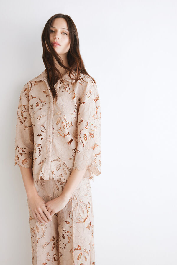 Cropped Macram&eacute;-Hemd