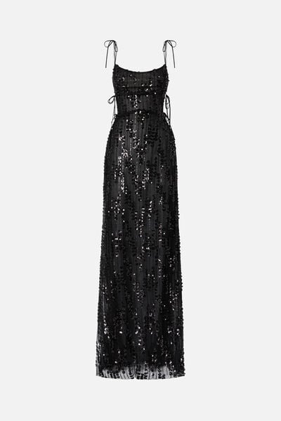 Beaded embroidery long dress