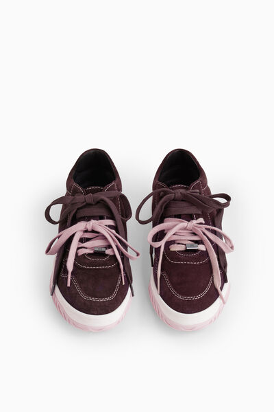 Suede sneakers with contrast stitching