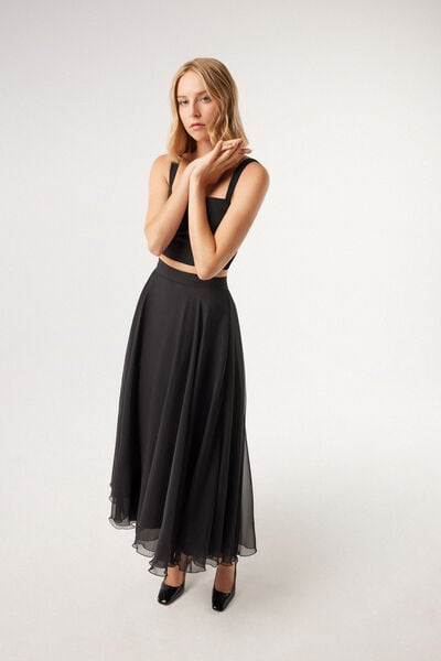 Saia midi de chiffon