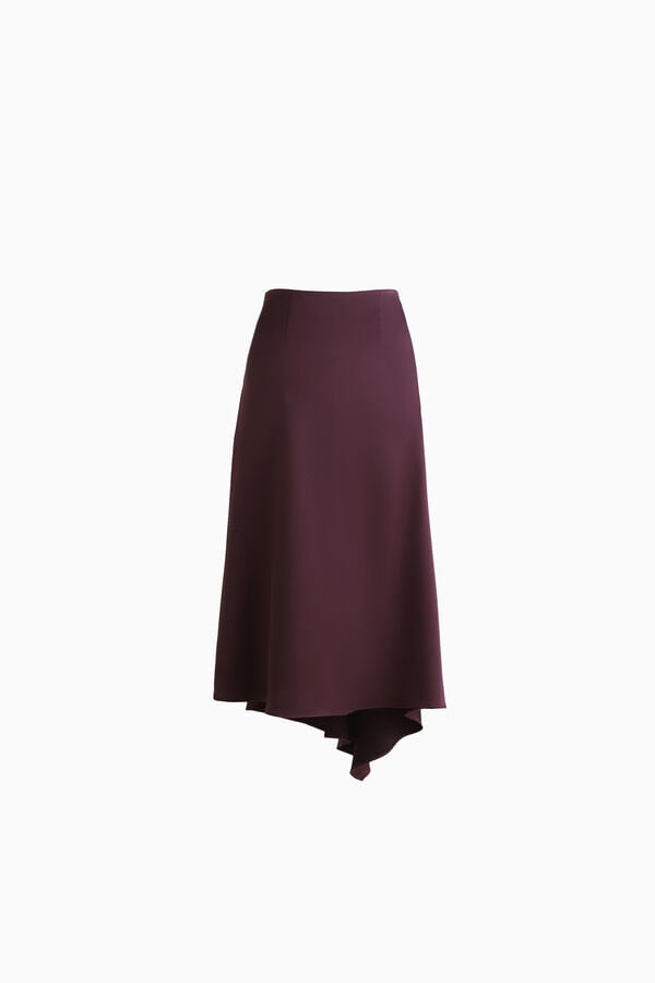 Asymmetrischer Midirock aus Satin