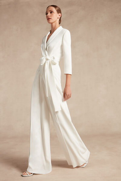 Pantalone a palazzo in crêpe couture
