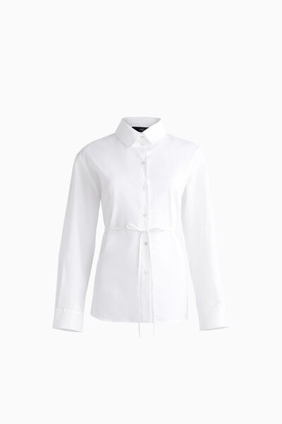 Camicia in cotone con nastro in vita