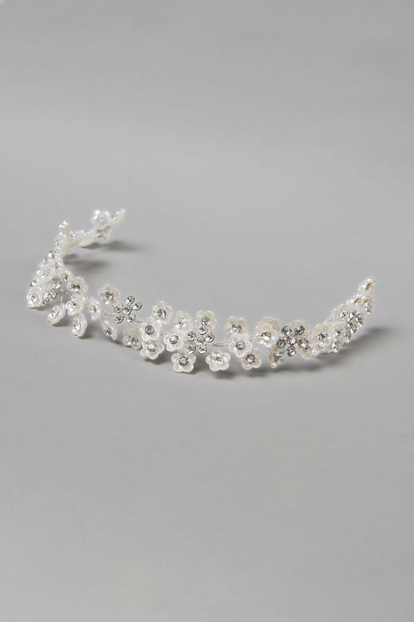 Flower and rhinestone hair clip