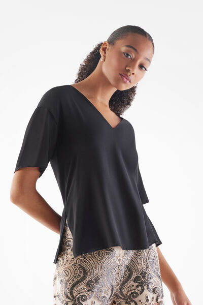 Silk V-neck T-shirt