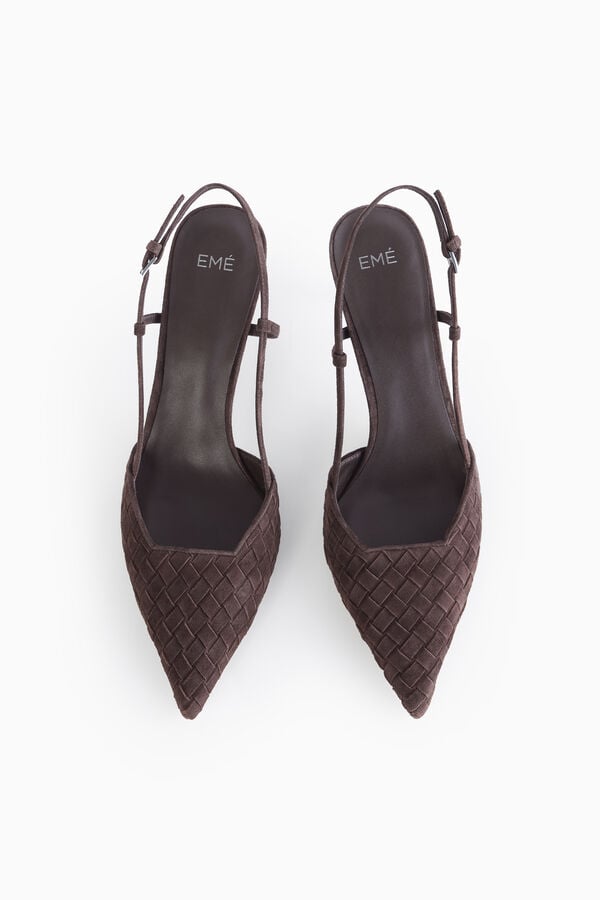 Slingback en cuir tress&eacute;