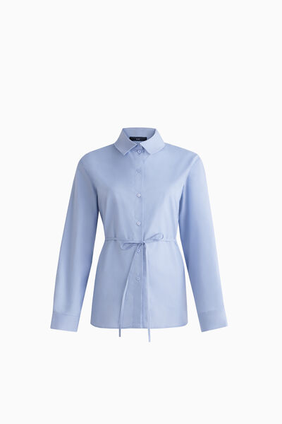 Camicia in cotone con nastro in vita