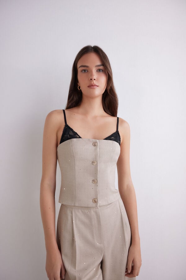 Top mit Spitzen-Bralette
