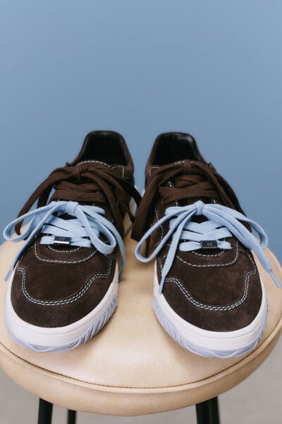 Suede sneakers with contrast stitching