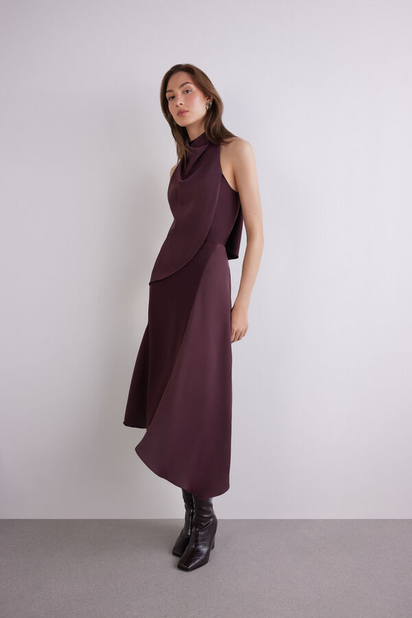 Asymmetrischer Midirock aus Satin
