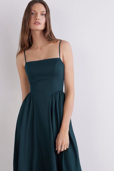 Abito midi con gonna arricciata