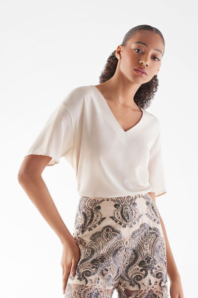 Silk V-neck T-shirt