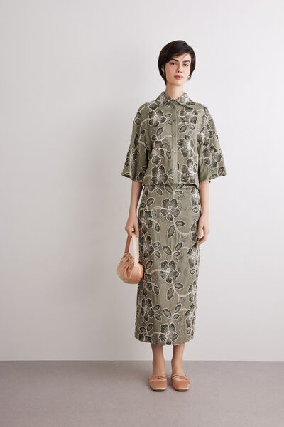 Embroidered midi skirt