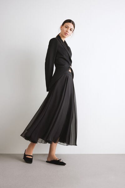 Saia midi de chiffon