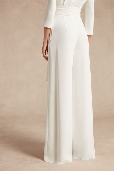 Pantalone a palazzo in crêpe couture