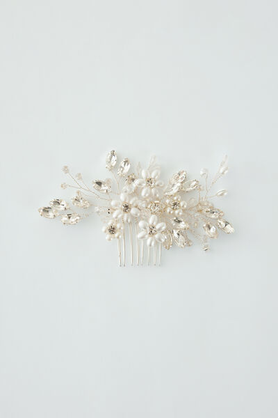 Pettine con perle e strass
