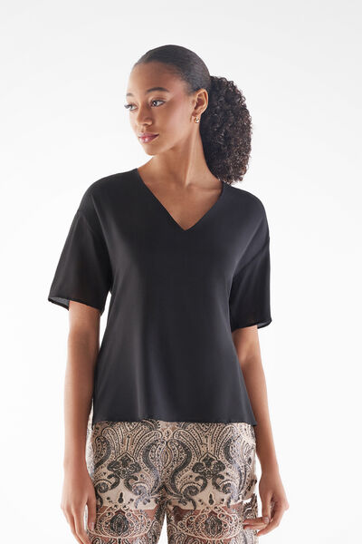 Silk V-neck T-shirt