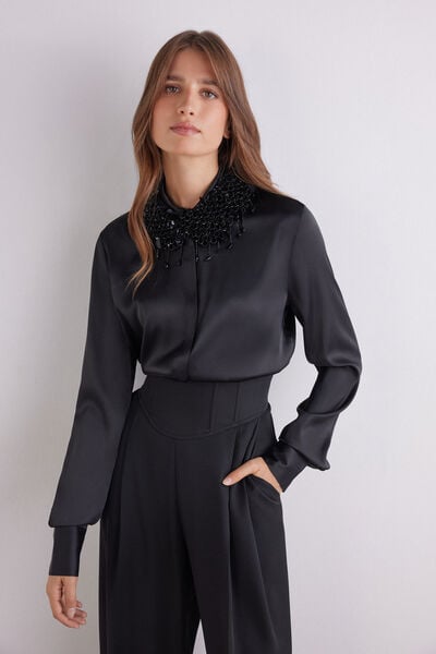 Camicia in raso con colletto