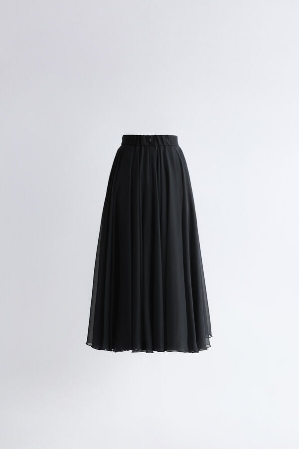 Falda midi de chif&oacute;n