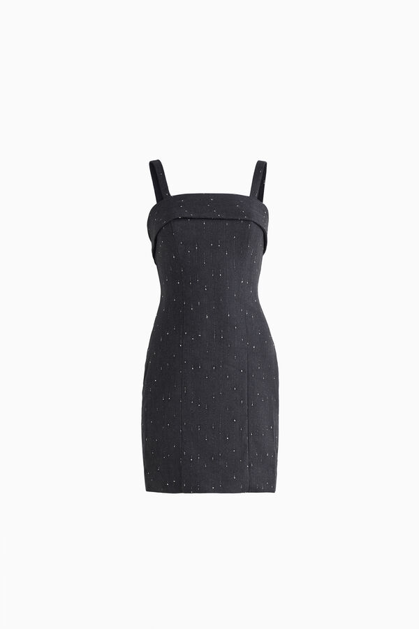Kurzes Lurex-Nadelstreifenkleid