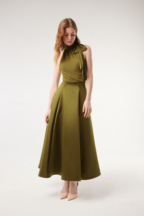 Jupe midi en satin