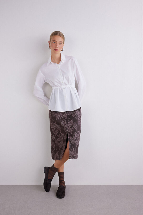 Embroidered midi skirt