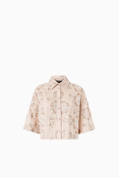 Camicia crop ricamata