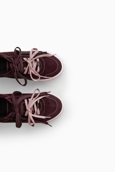 Suede sneakers with contrast stitching