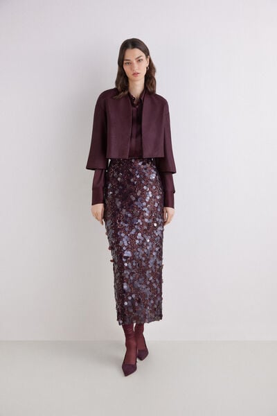 Bolero crop em pele laminada