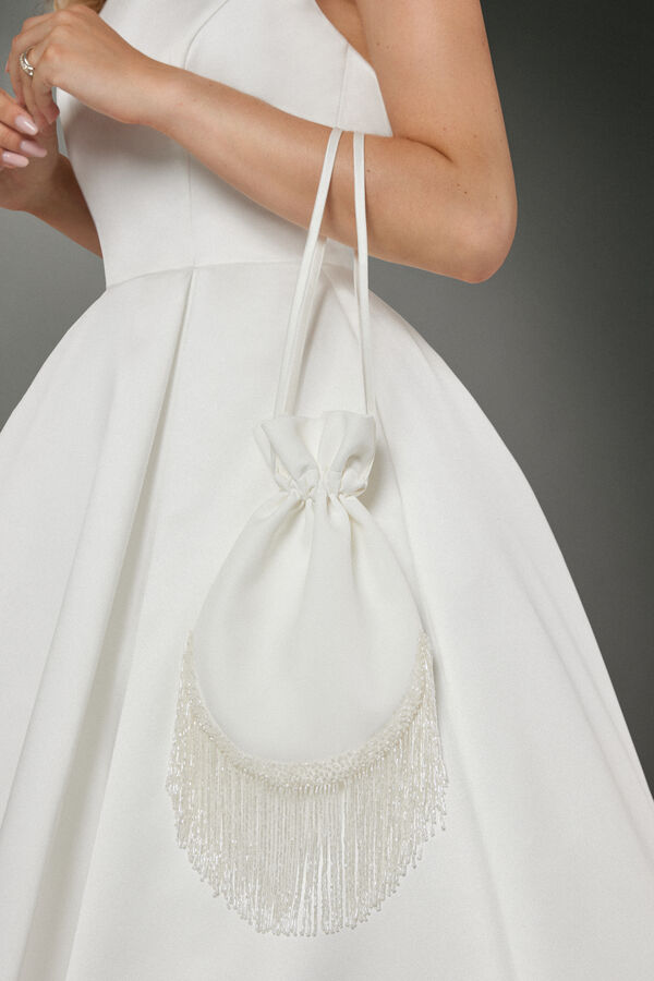 Pochette da Sposa in crepe con frange