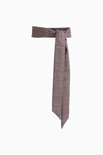 Ceinture en flanelle &agrave; carreaux brod&eacute;e de paillettes