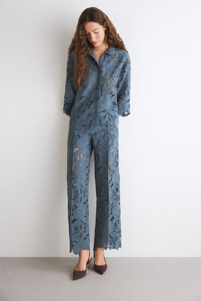 Macram&eacute; lace trousers