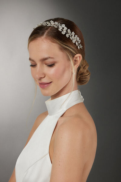 Fermaglio con fiori e strass