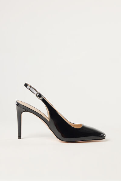 Slingbacks aus Lackleder