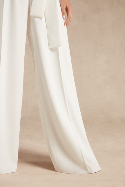 Pantalone a palazzo in crêpe couture