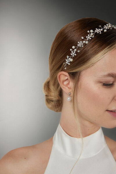 Coroncina in strass e perle