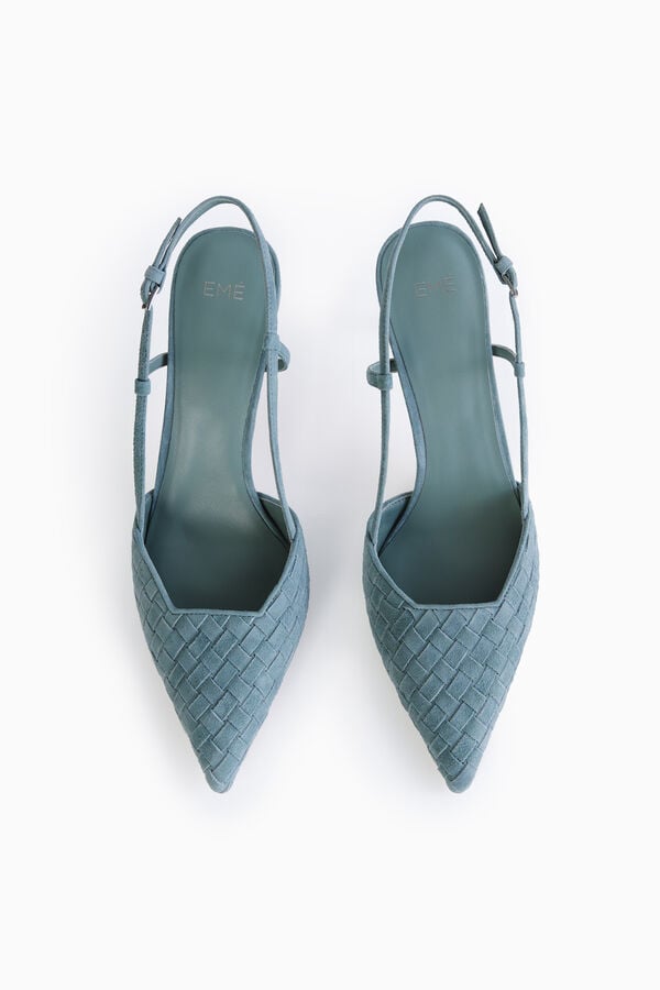 Woven leather slingback