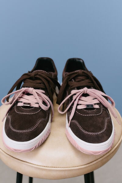 Suede sneakers with contrast stitching