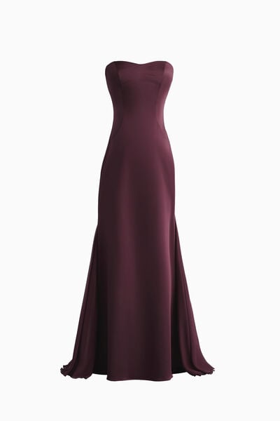 Robe longue sir&egrave;ne en cr&ecirc;pe