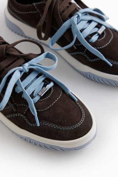 Suede sneakers with contrast stitching
