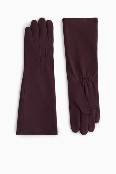 Lange Handschuhe in Veloursleder-Optik