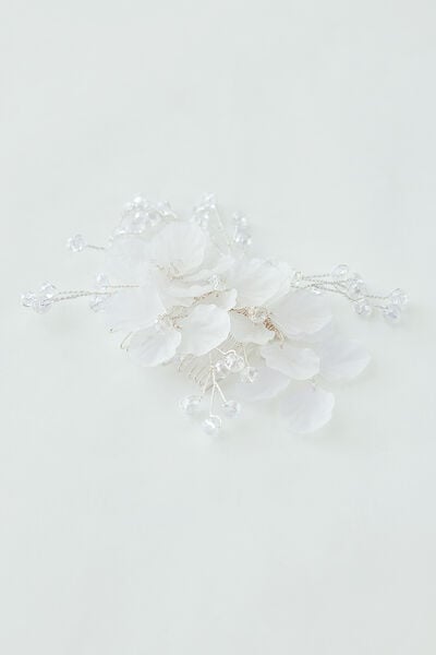 Pettine gioiello con strass e petali
