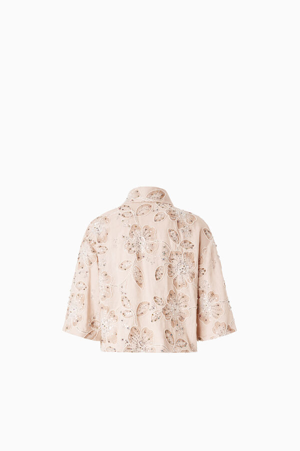 Camicia crop ricamata