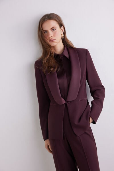 Blazer mit gl&auml;nzendem Revers