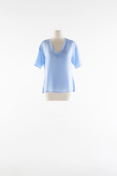 T-shirt con scollo a V in seta