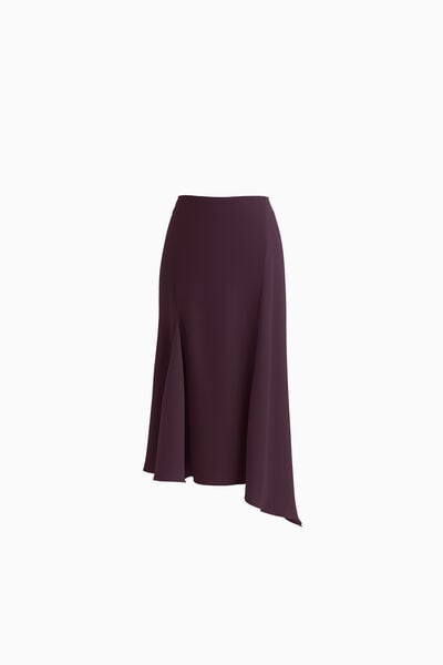 Asymmetrical satin midi skirt