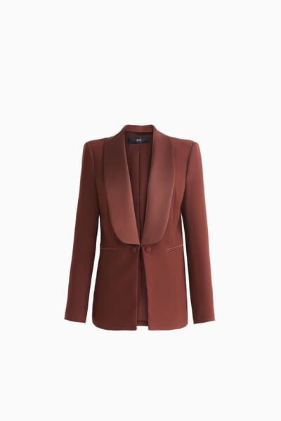 Blazer with glossy lapel