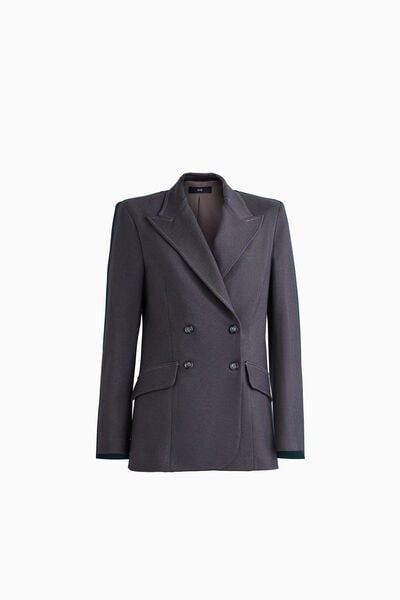 Oversized Double-Breasted Twill Jacket