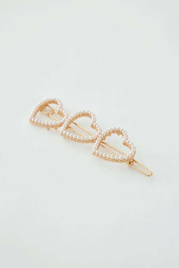 Barrette avec cœurs en perles